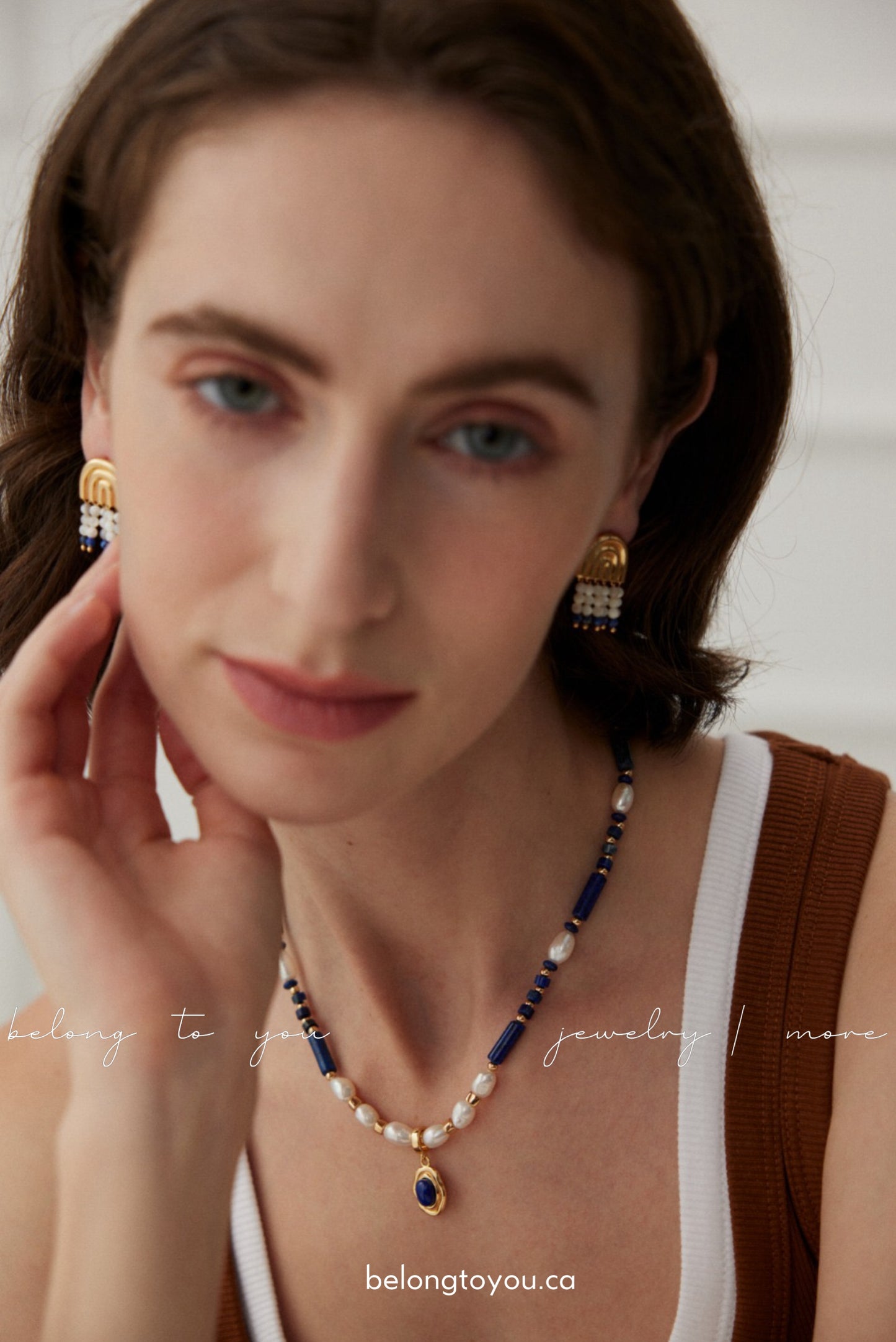 Lapis Lazuli and Nacre Tassel Earrings