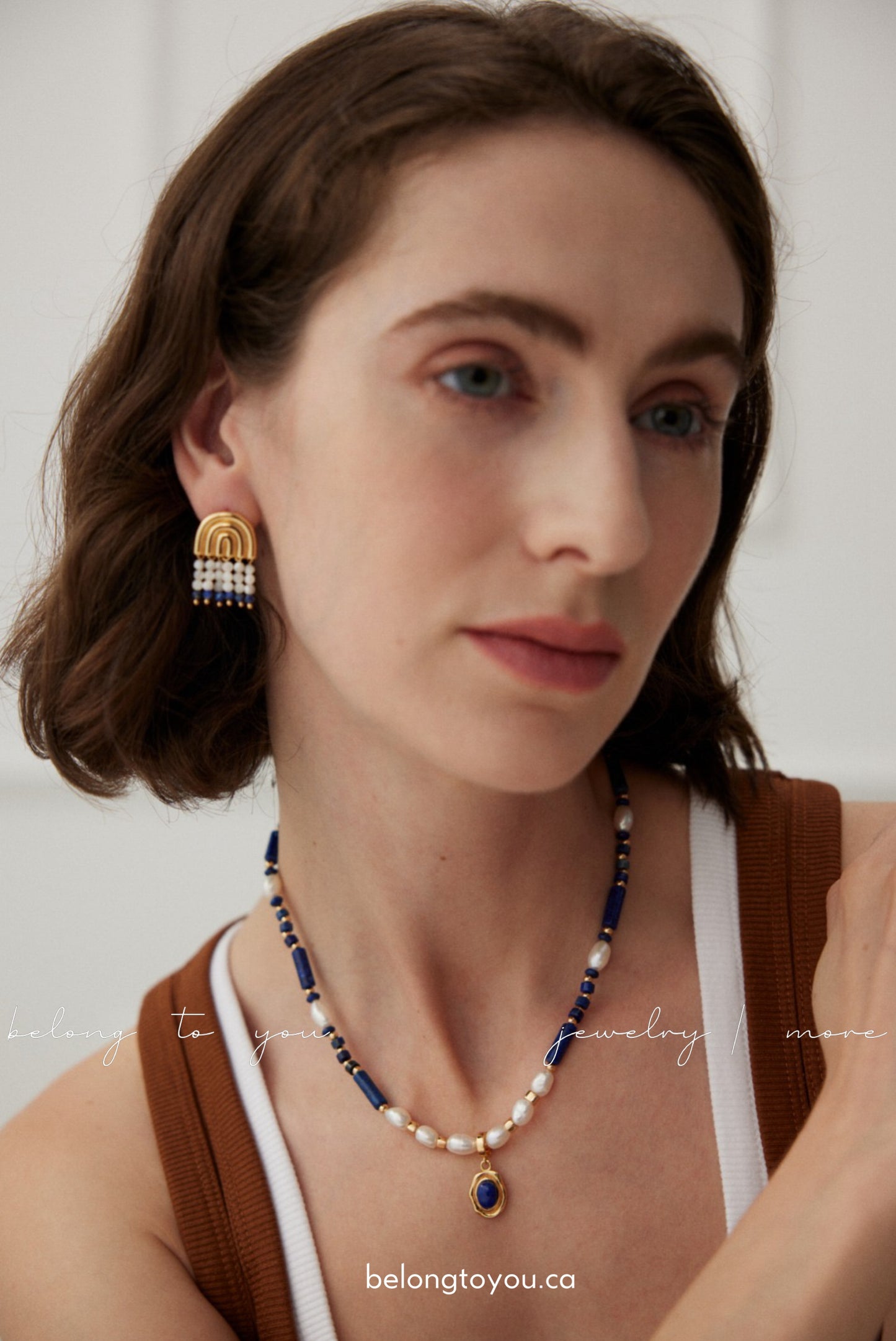 Lapis Lazuli and Nacre Tassel Earrings