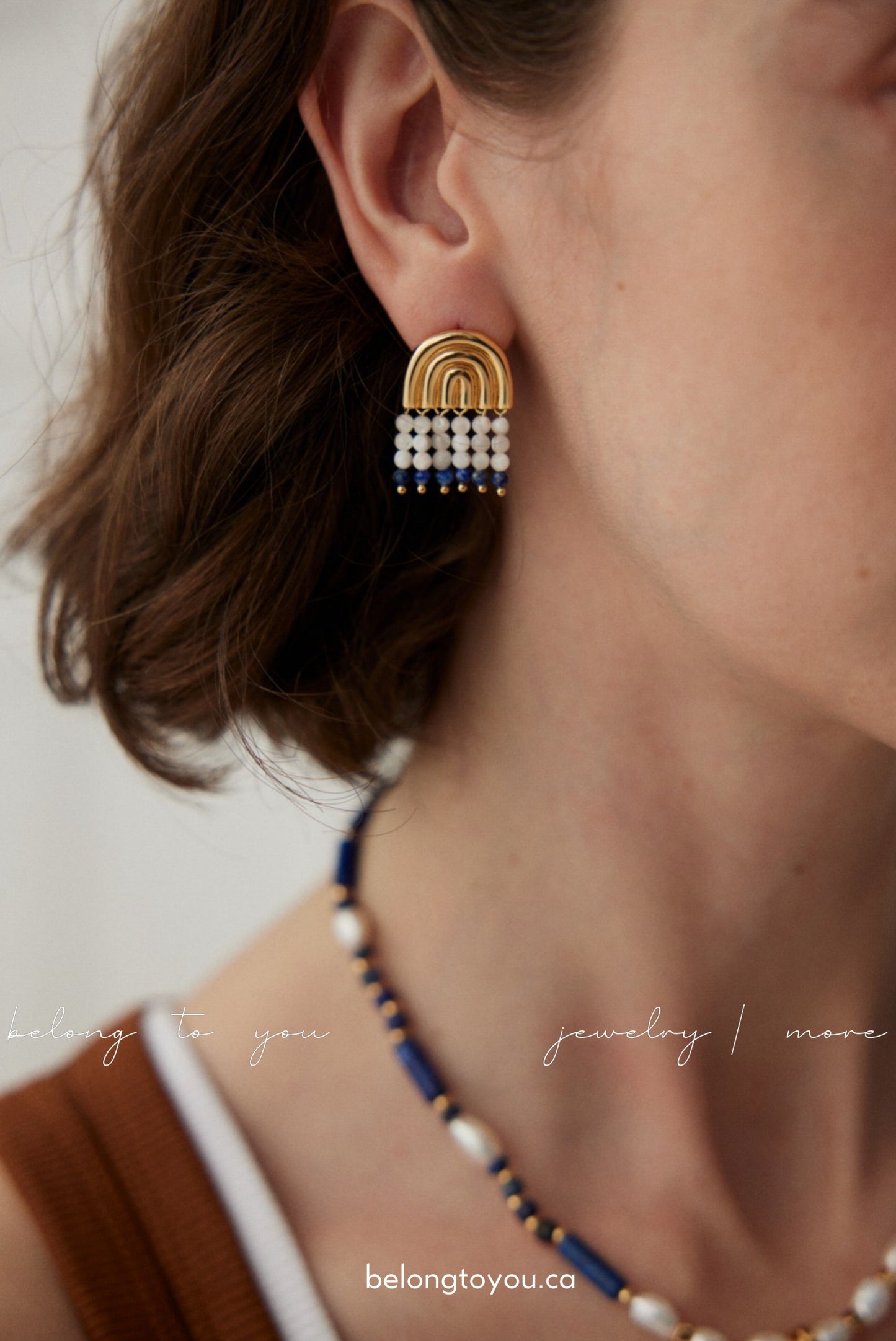 Lapis Lazuli and Nacre Tassel Earrings