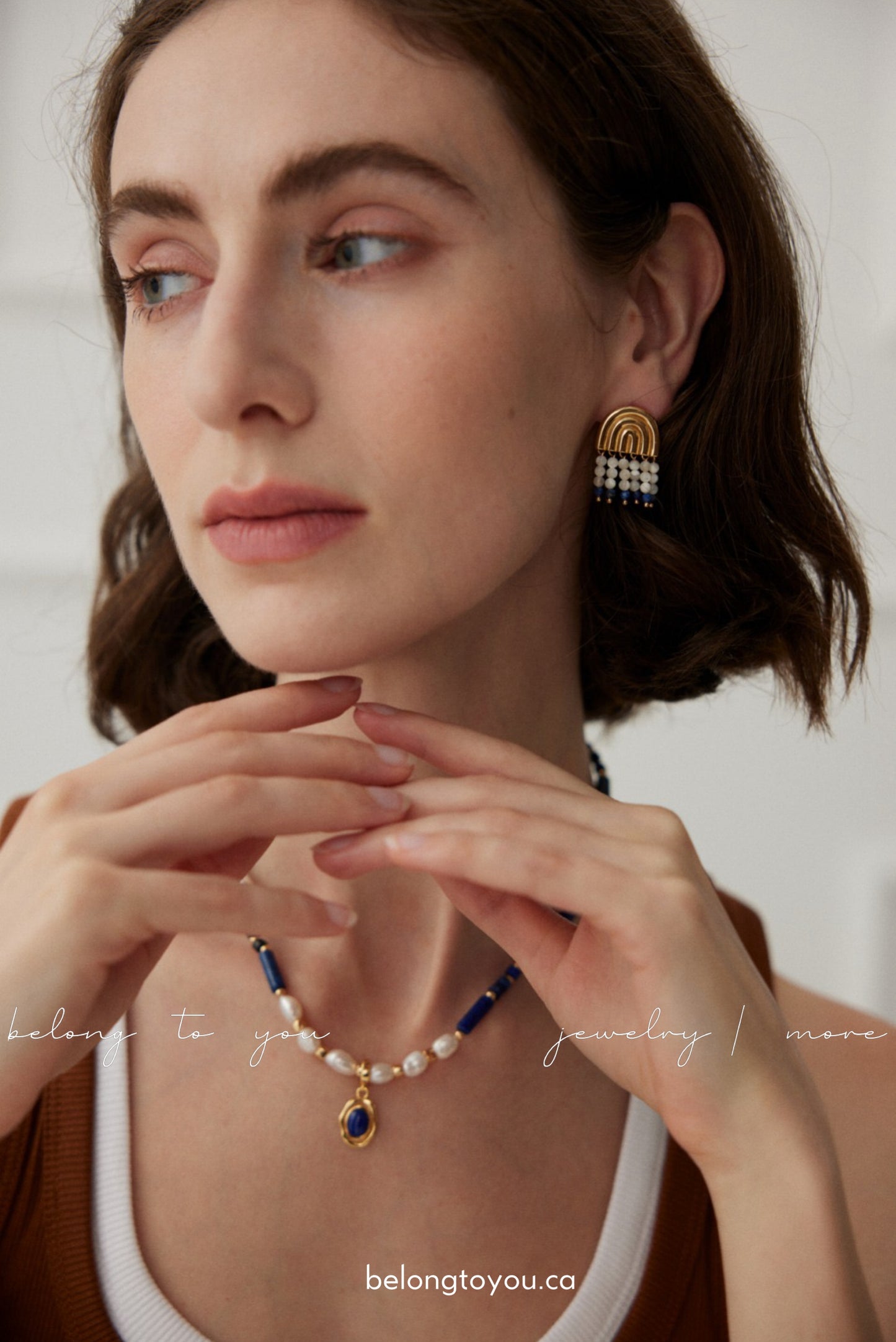 Lapis Lazuli and Nacre Tassel Earrings