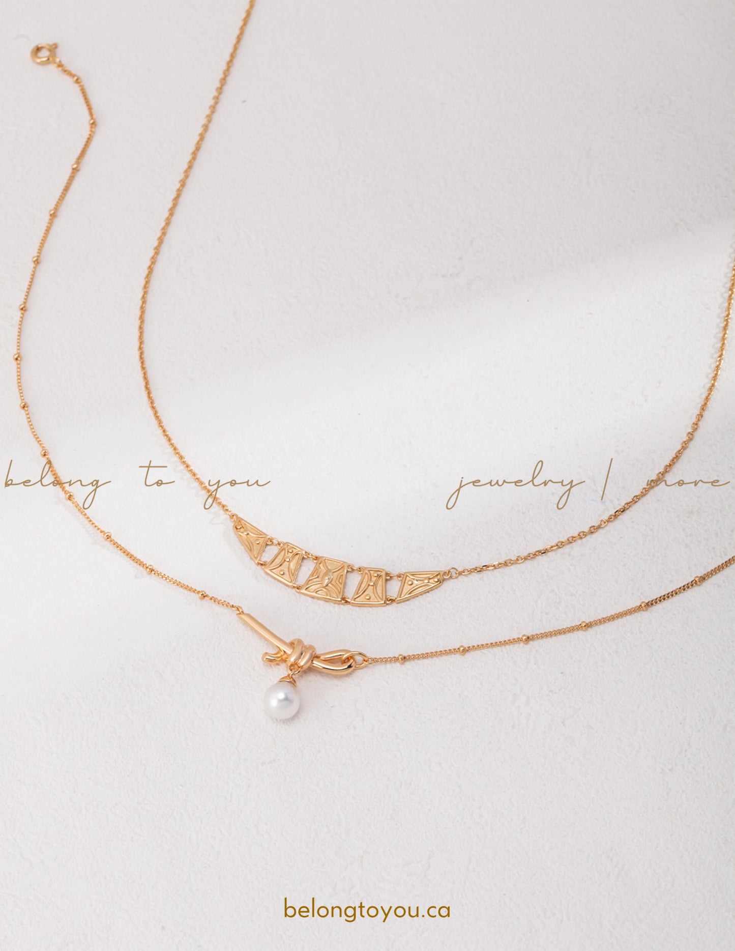 "Knotted Pearl Necklace