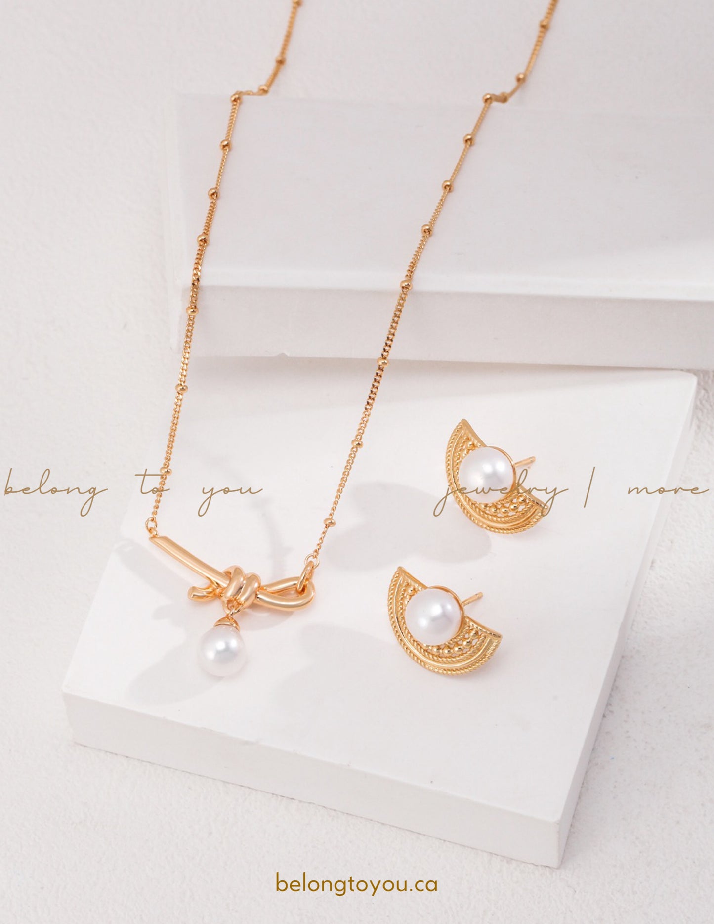 "Knotted Pearl Necklace