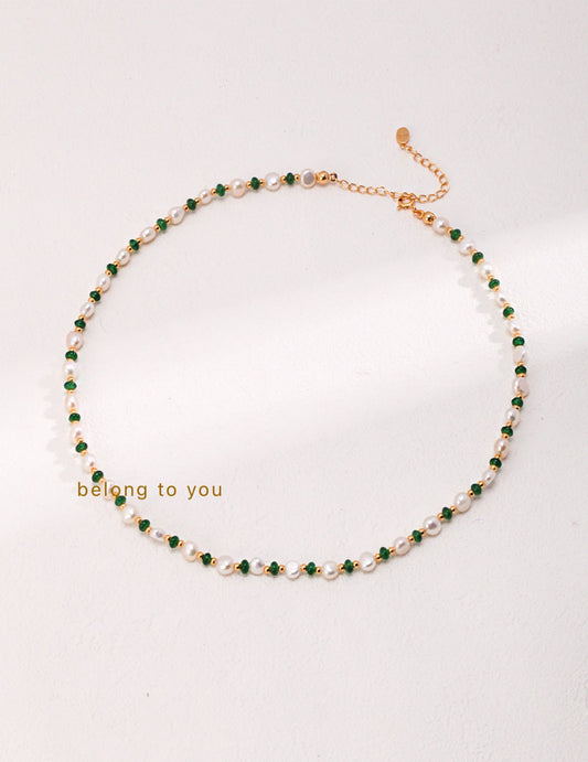 Green Glow Pearl Necklace