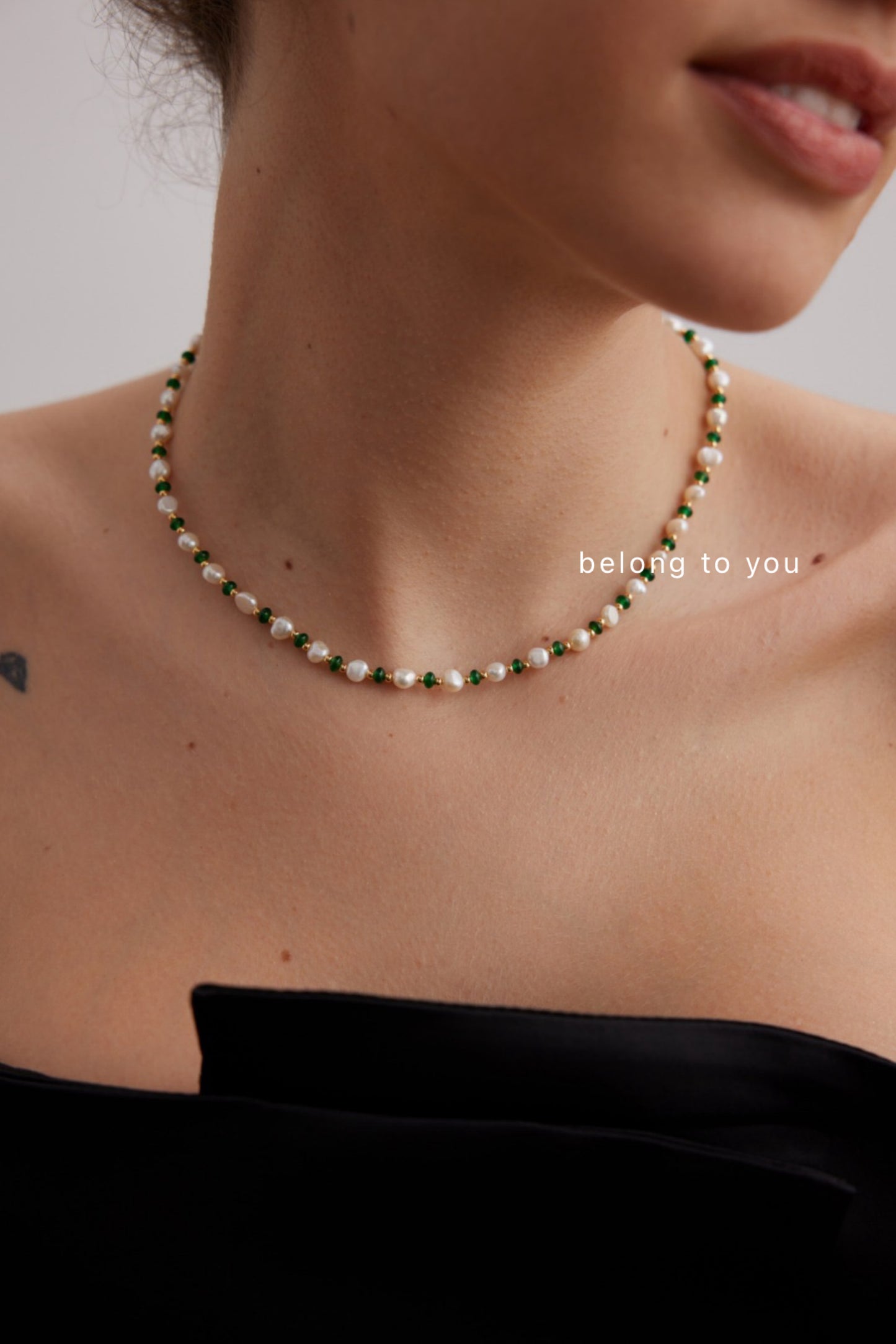 Green Glow Pearl Necklace