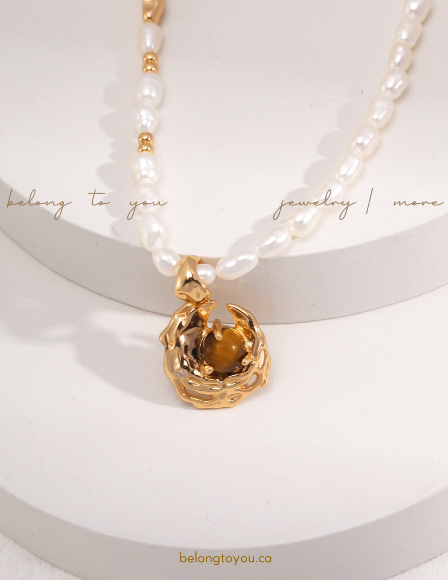 Tiger Eye Pearl Necklace