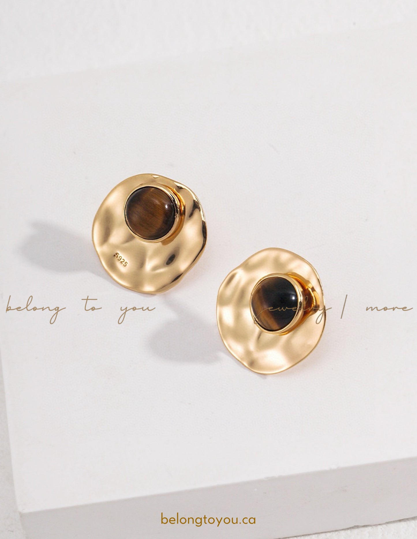 Minimalist Tiger Eye Earrings
