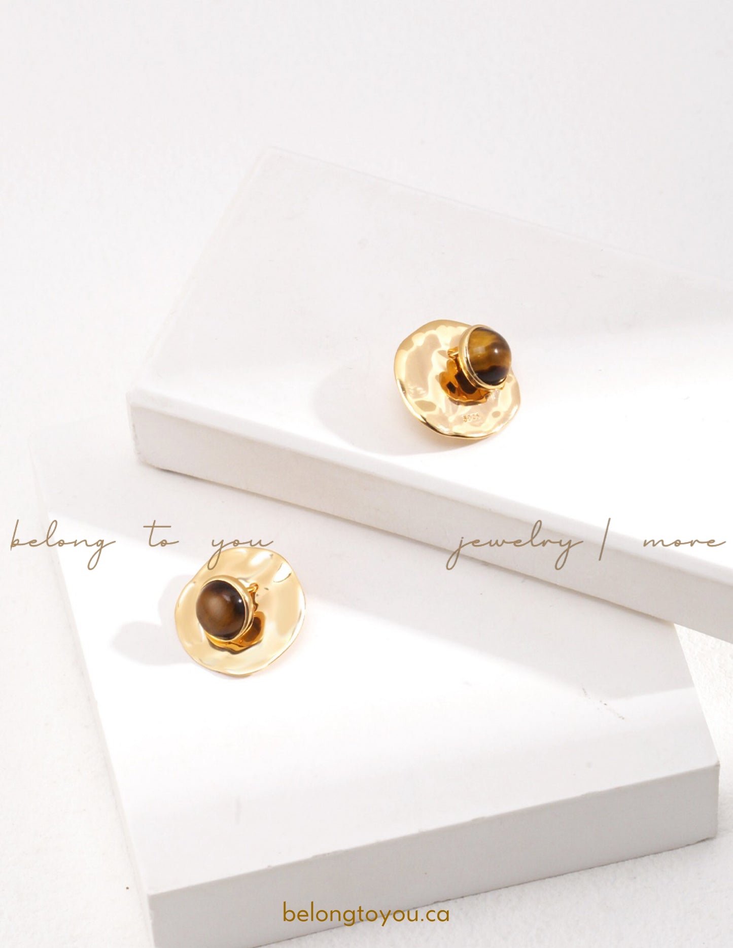 Minimalist Tiger Eye Earrings