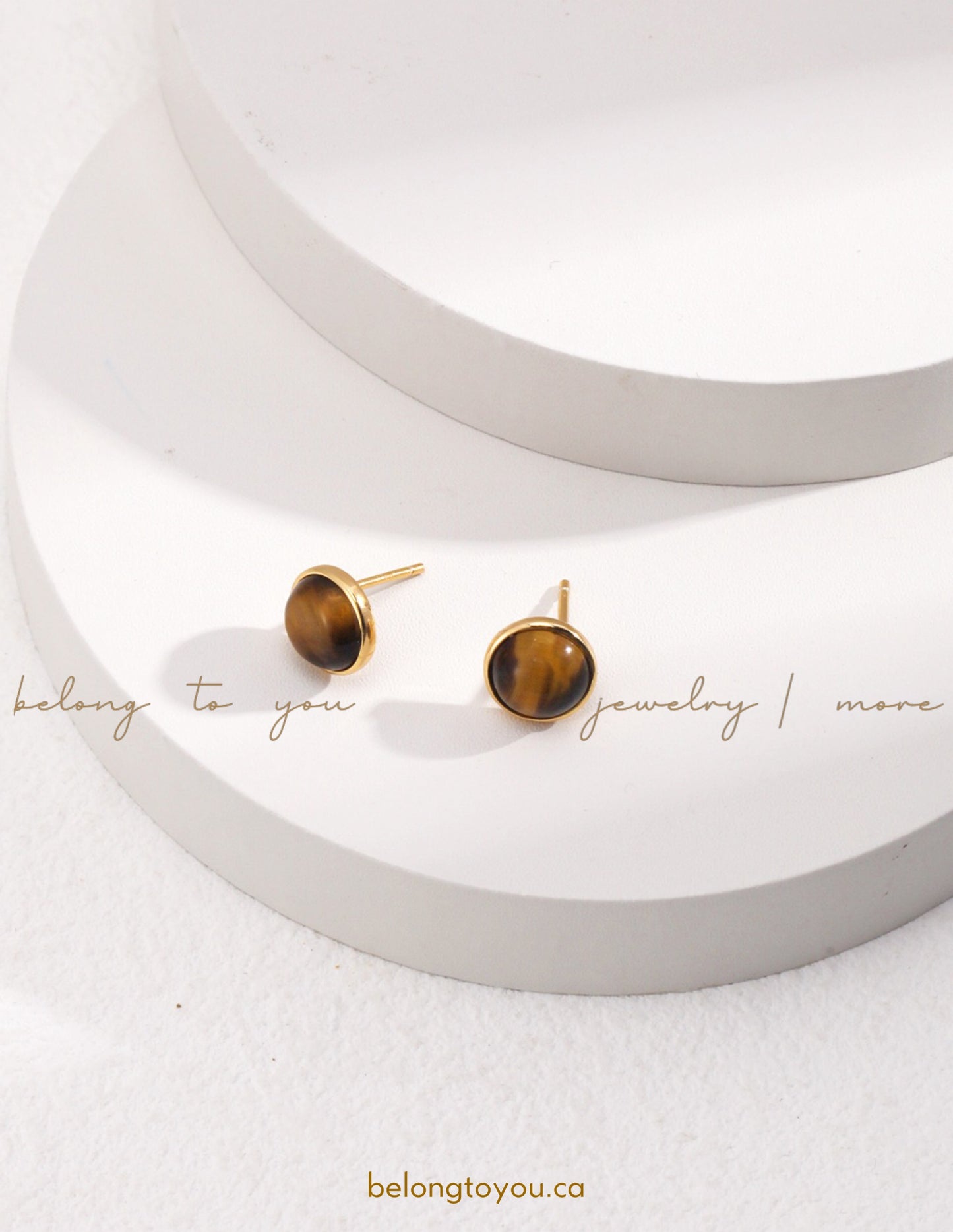 Minimalist Tiger Eye Earrings