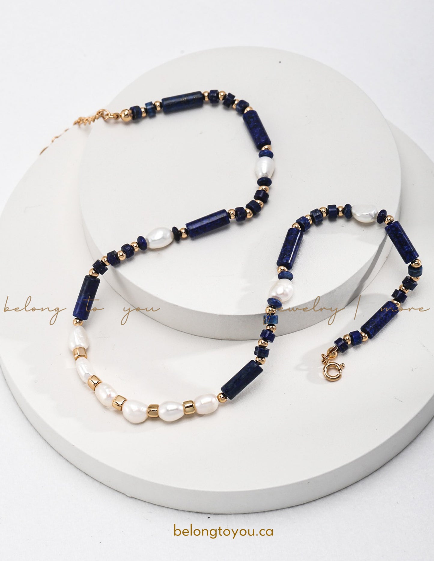 Vintage Pearl and Lapis Lazuli Necklace