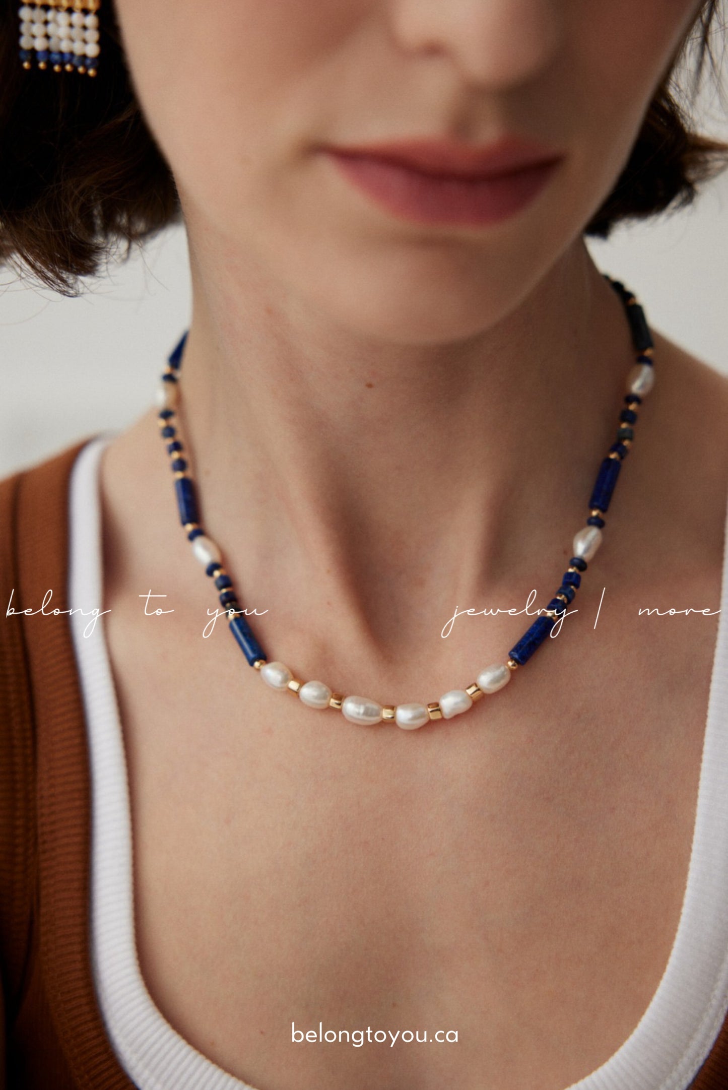 Vintage Pearl and Lapis Lazuli Necklace