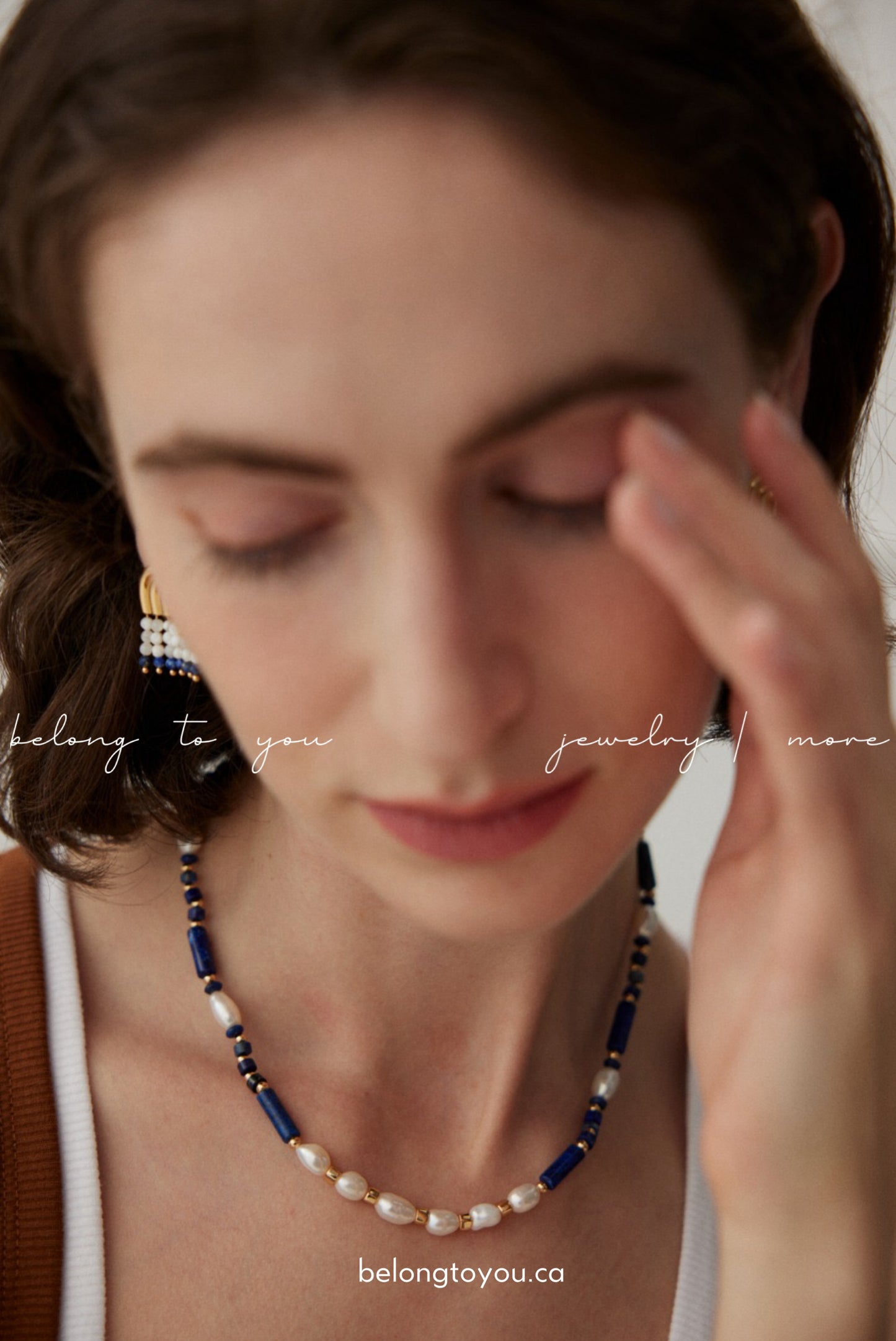 Vintage Pearl and Lapis Lazuli Necklace