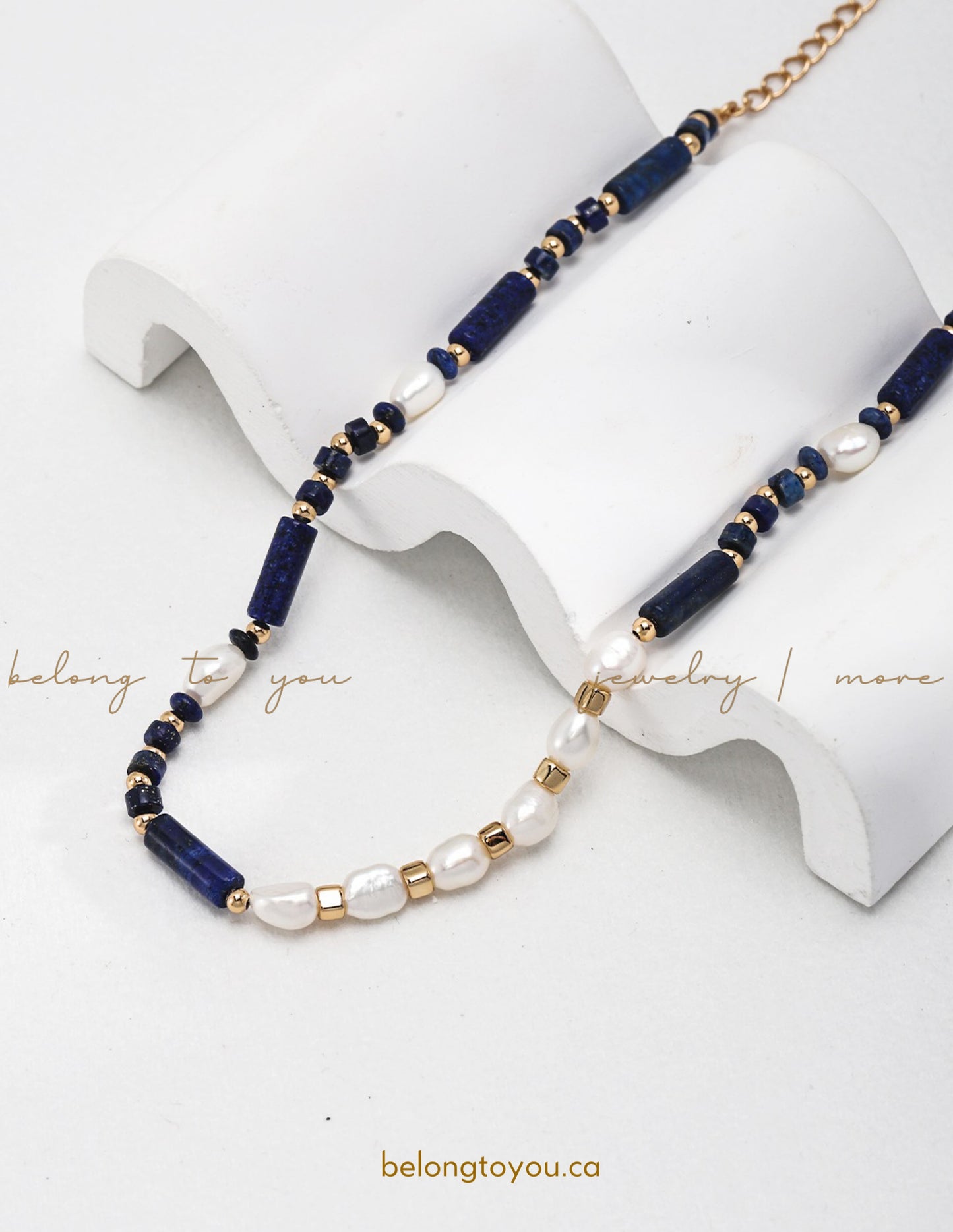 Vintage Pearl and Lapis Lazuli Necklace
