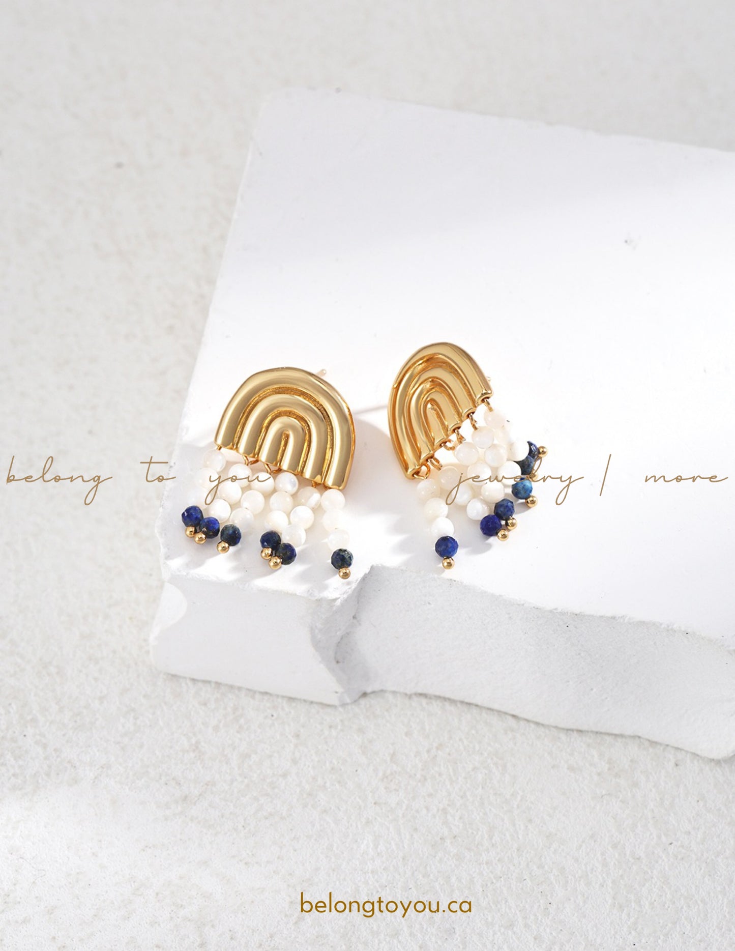 Lapis Lazuli and Nacre Tassel Earrings