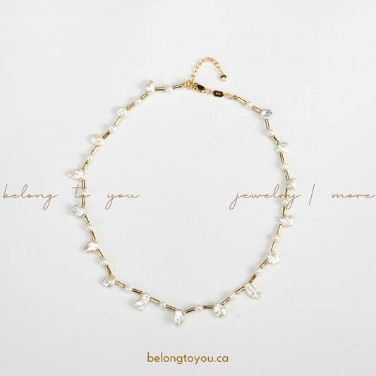 Bamboo Section Natural Baroque Pearl Necklace