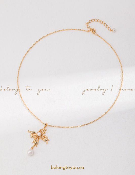 Floral Cross Pearl Necklace