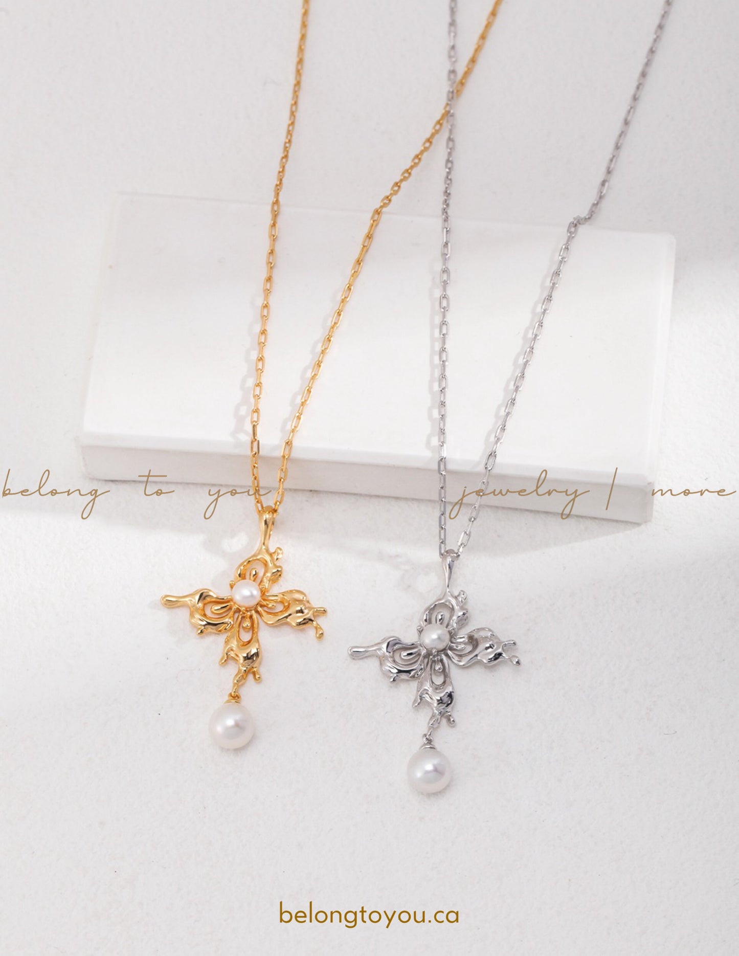 Floral Cross Pearl Necklace