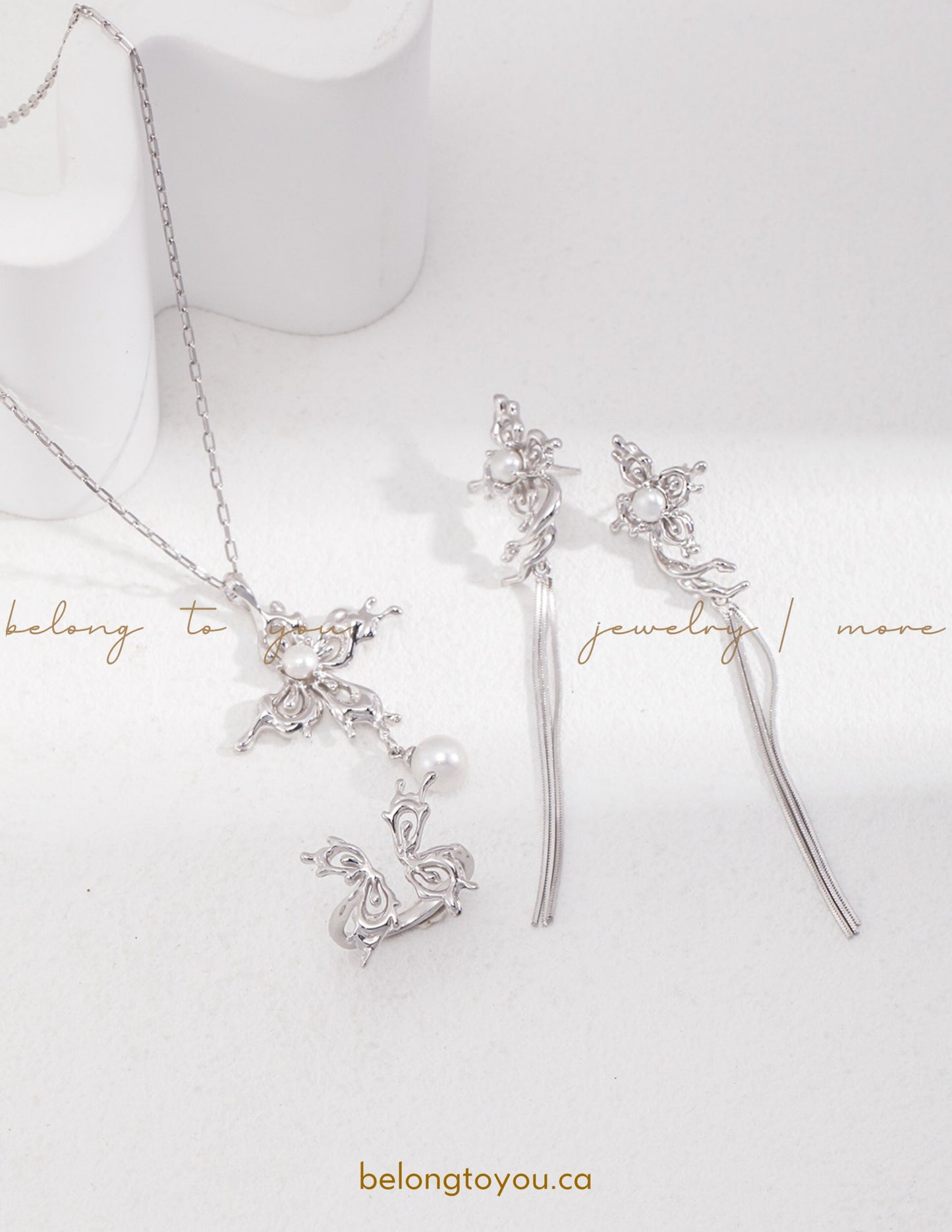 Floral Cross Pearl Necklace