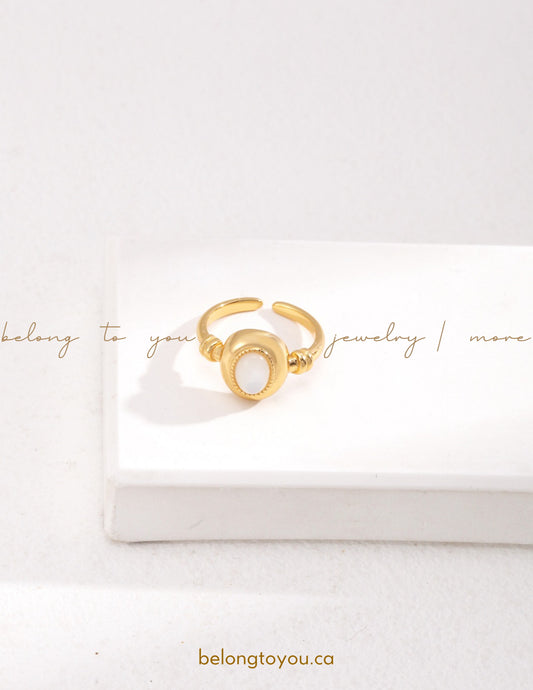 Minimalist Mother-of-Pearl Open Ring
