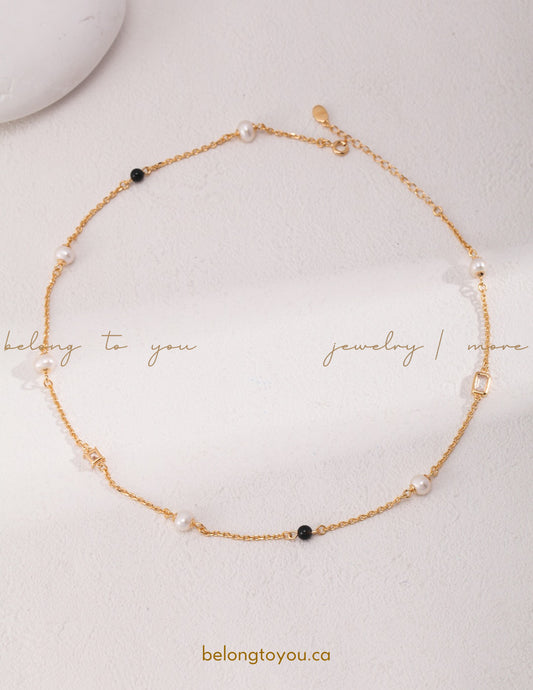 Black Agate Pearl Necklaces