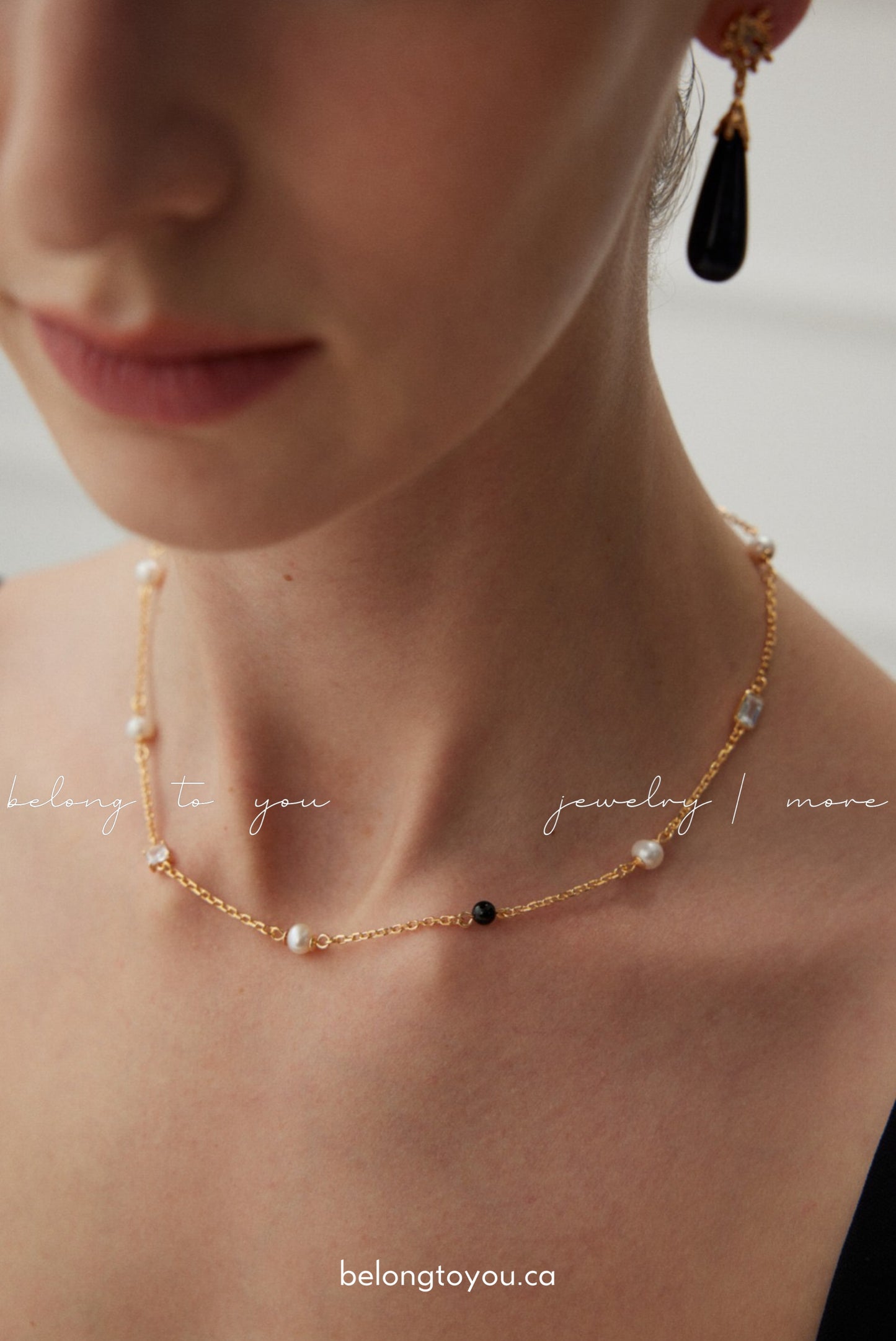 Black Agate Pearl Necklaces