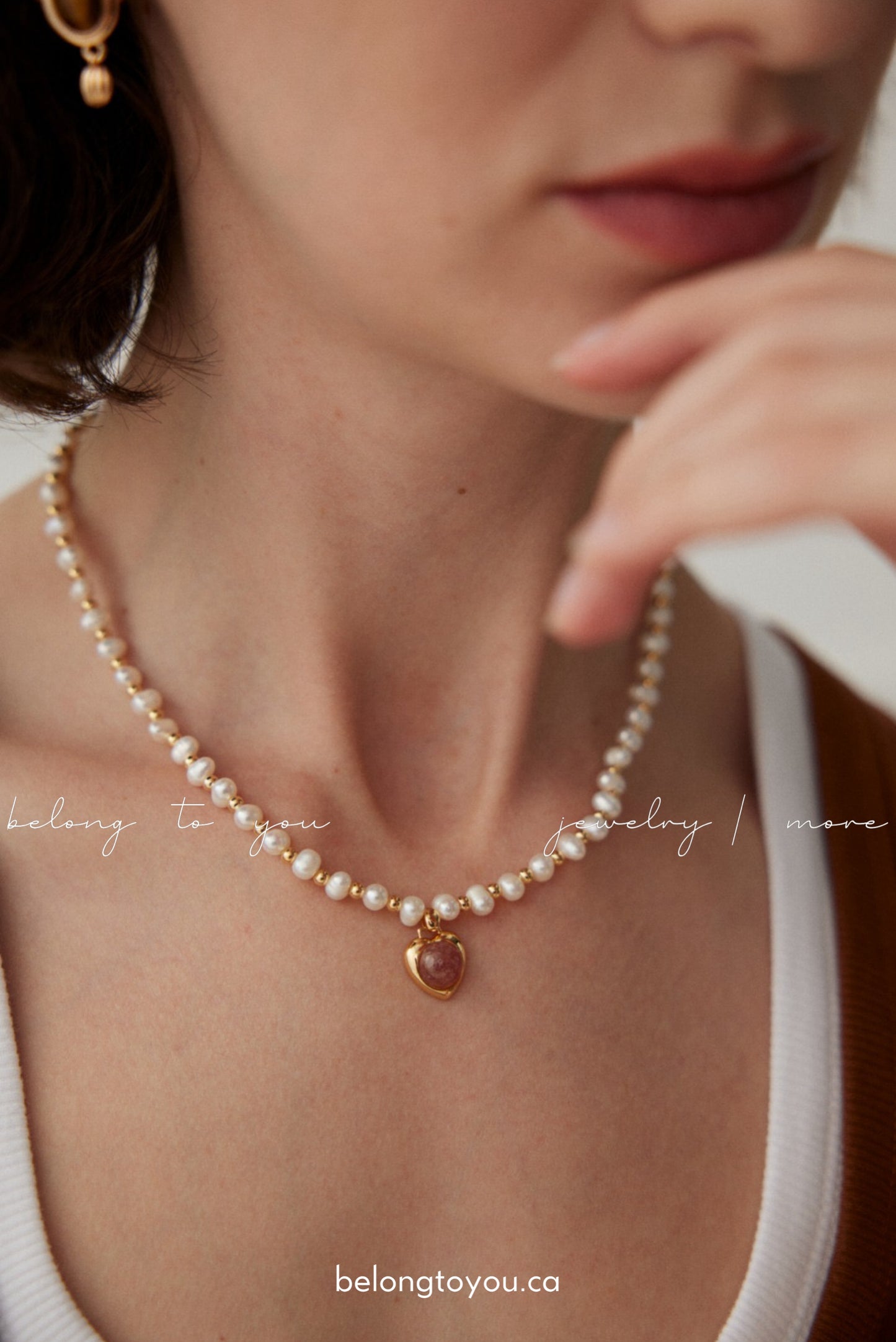 Princess Strawberry Quartz Pearl Necklace