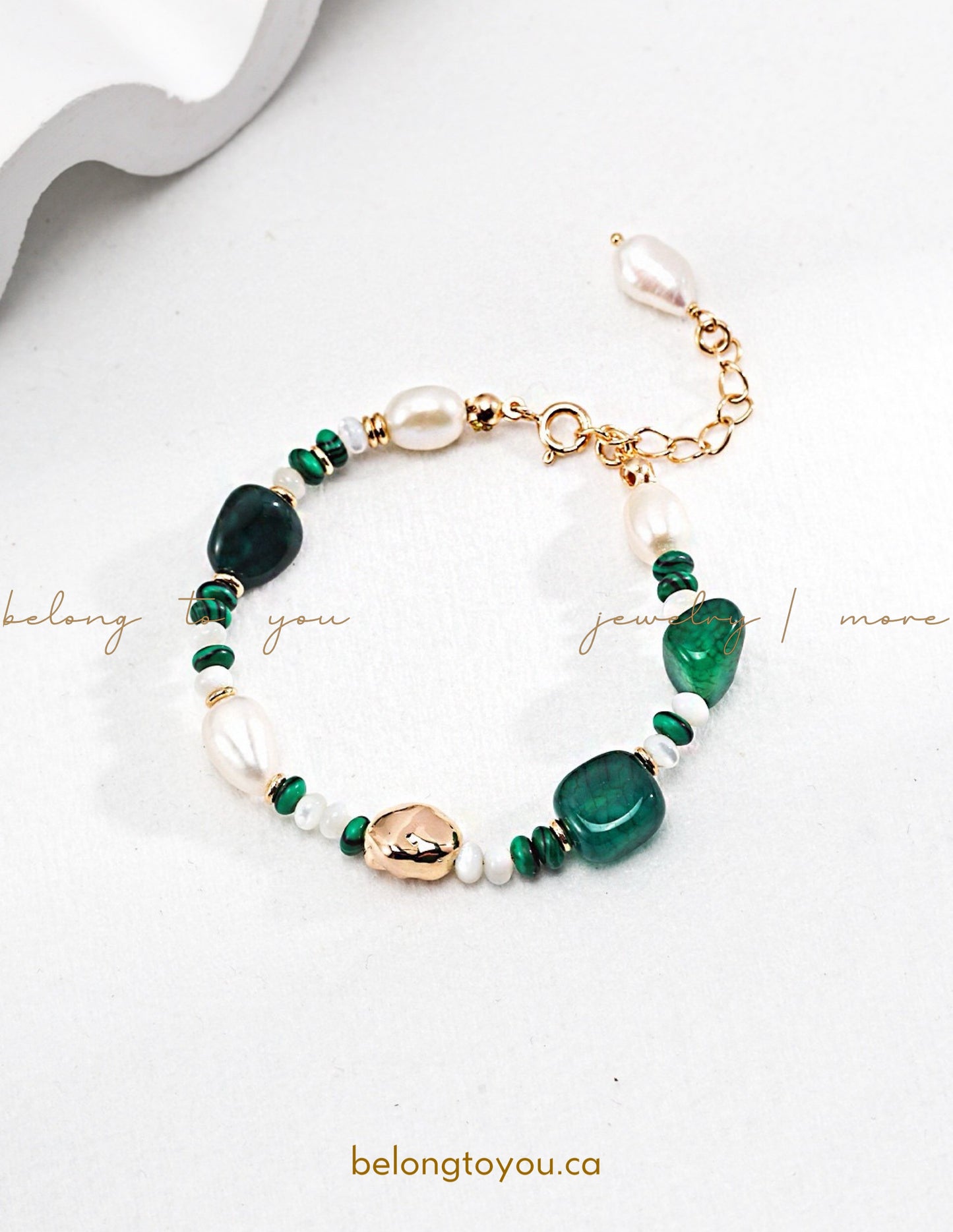 Elegant Malachite Pearl Bracelet