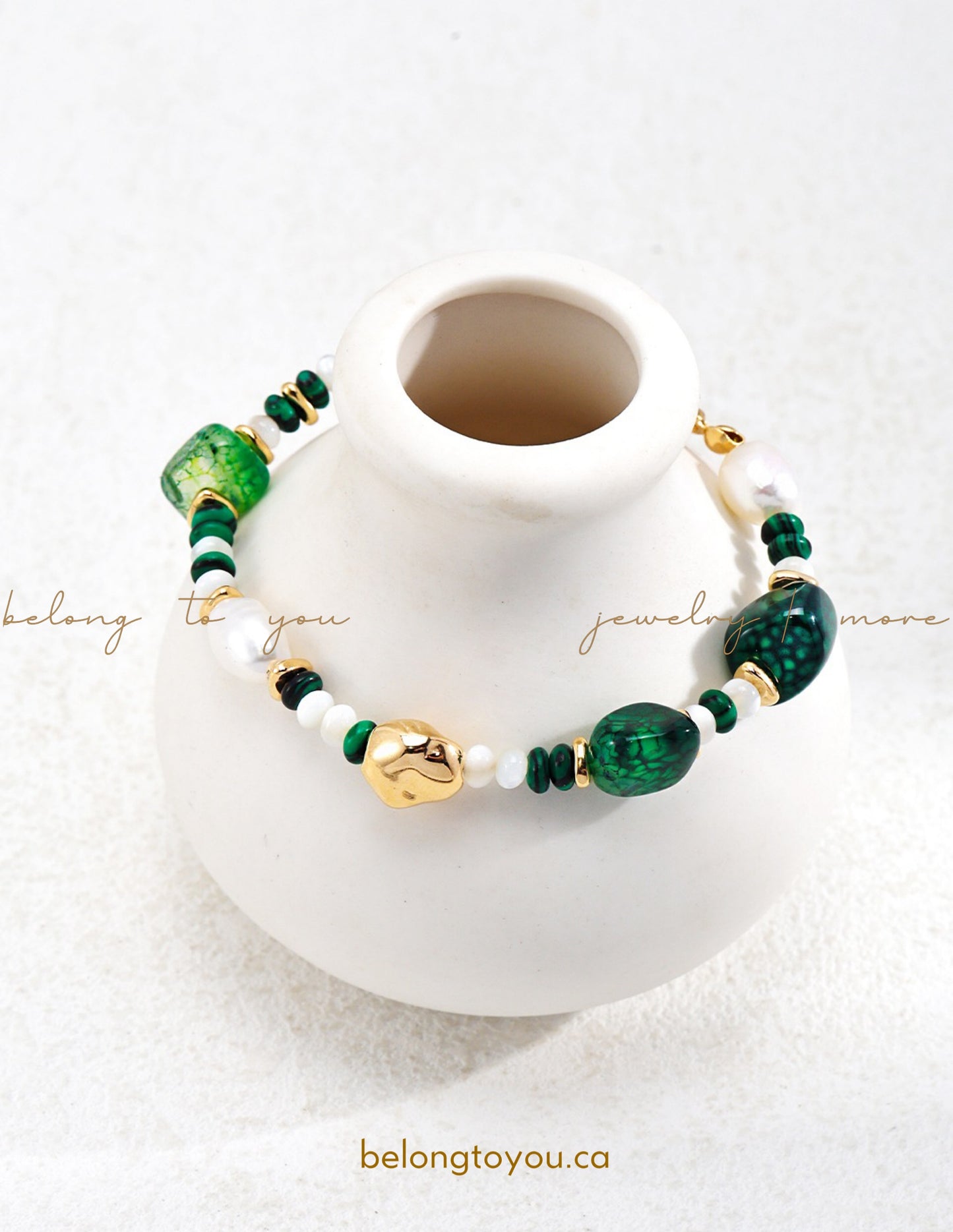Elegant Malachite Pearl Bracelet