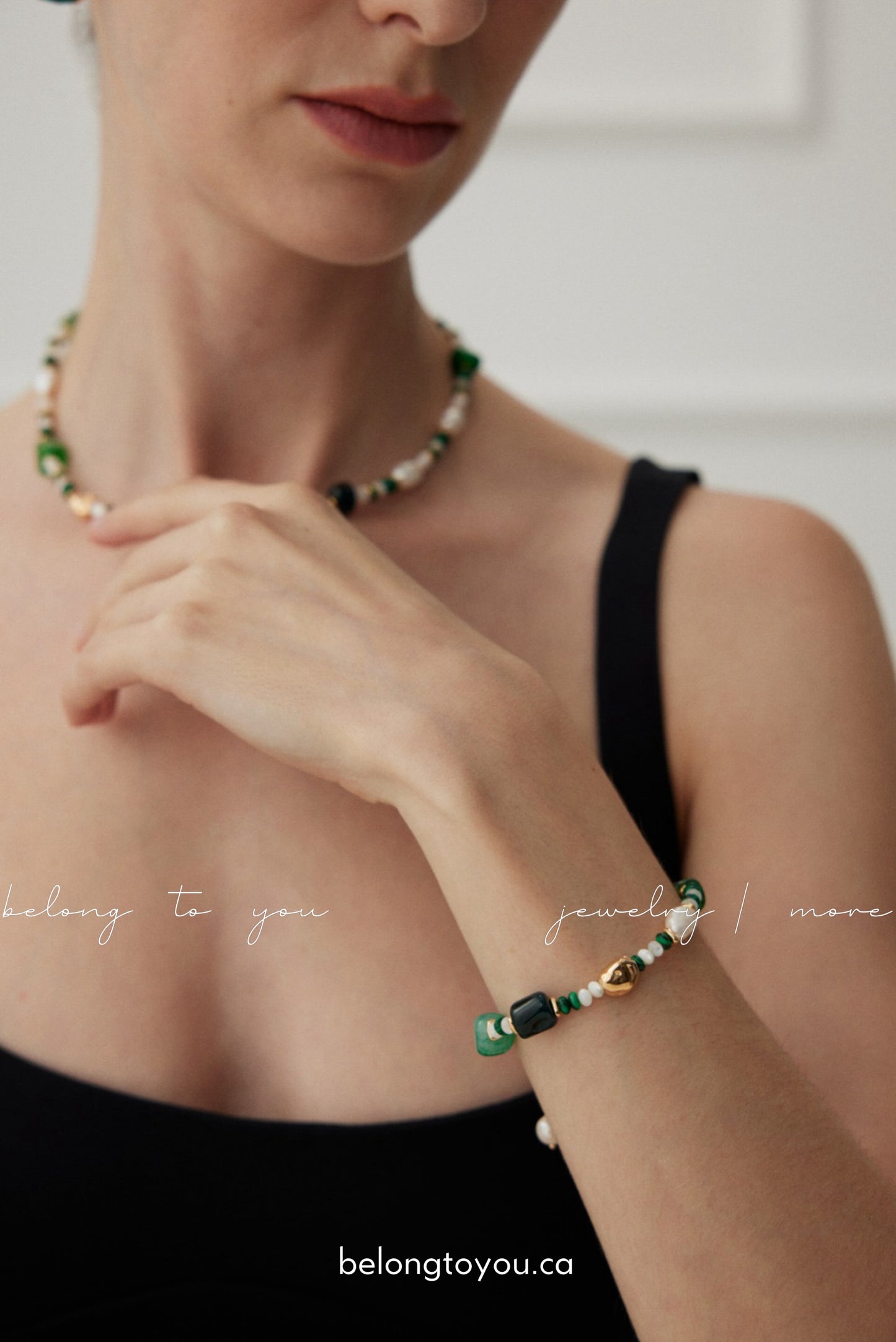 Elegant Malachite Pearl Bracelet