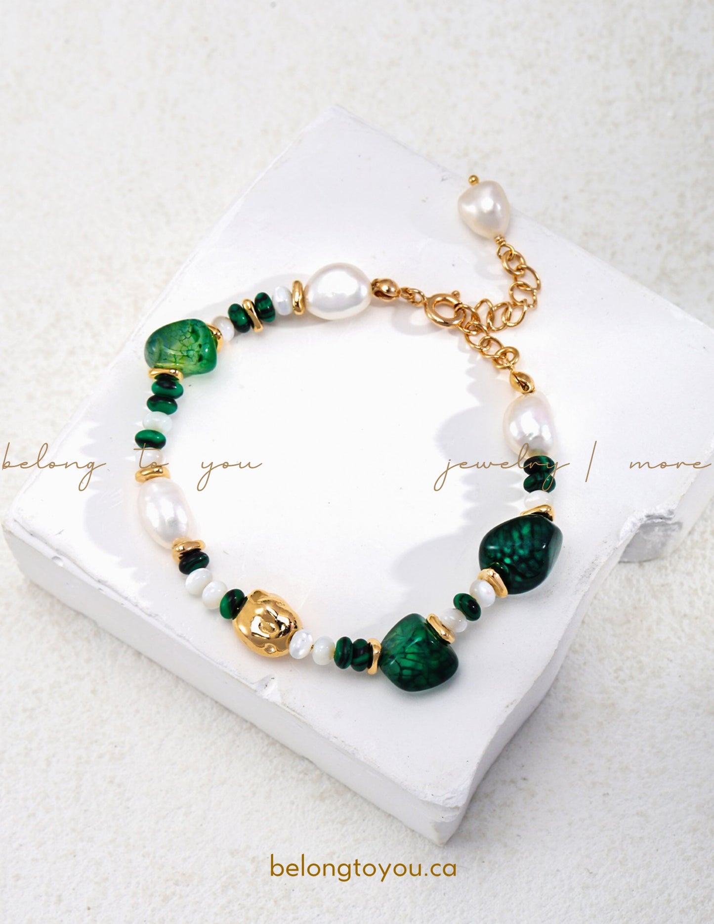 Elegant Malachite Pearl Bracelet