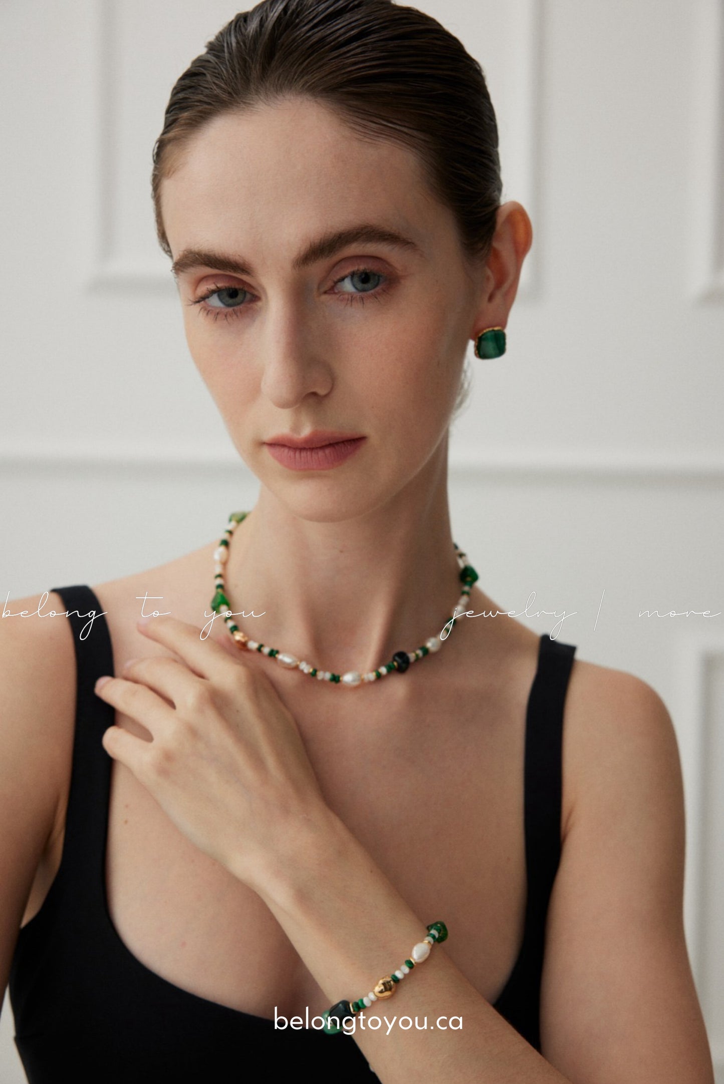 Elegant Malachite Pearl Bracelet
