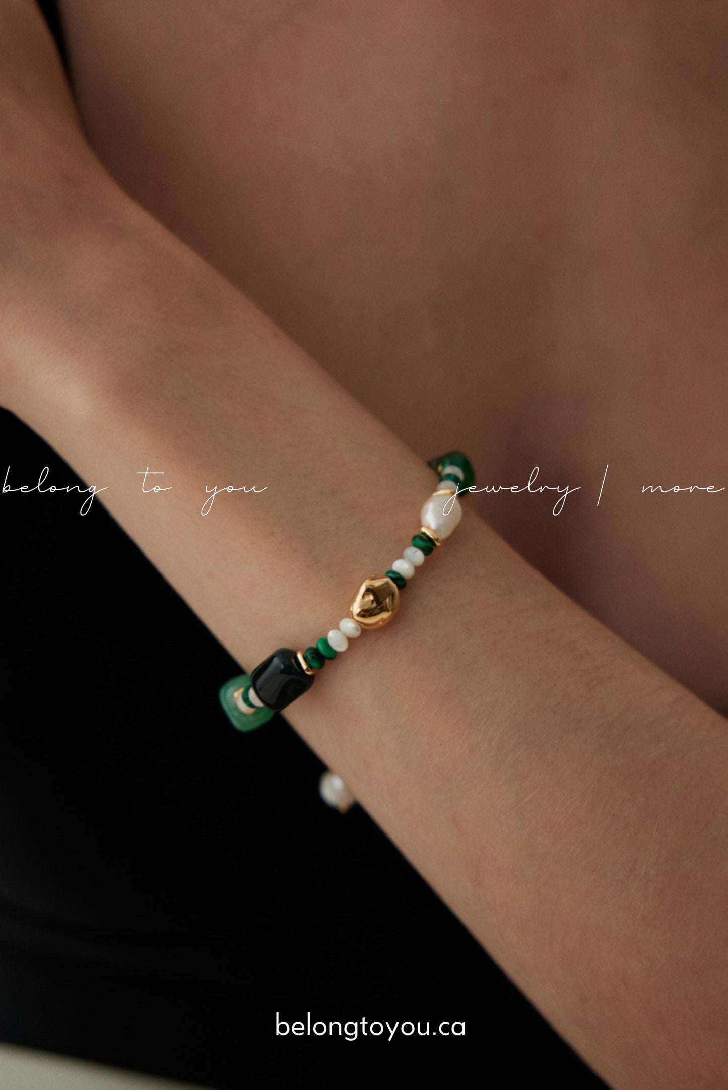 Elegant Malachite Pearl Bracelet