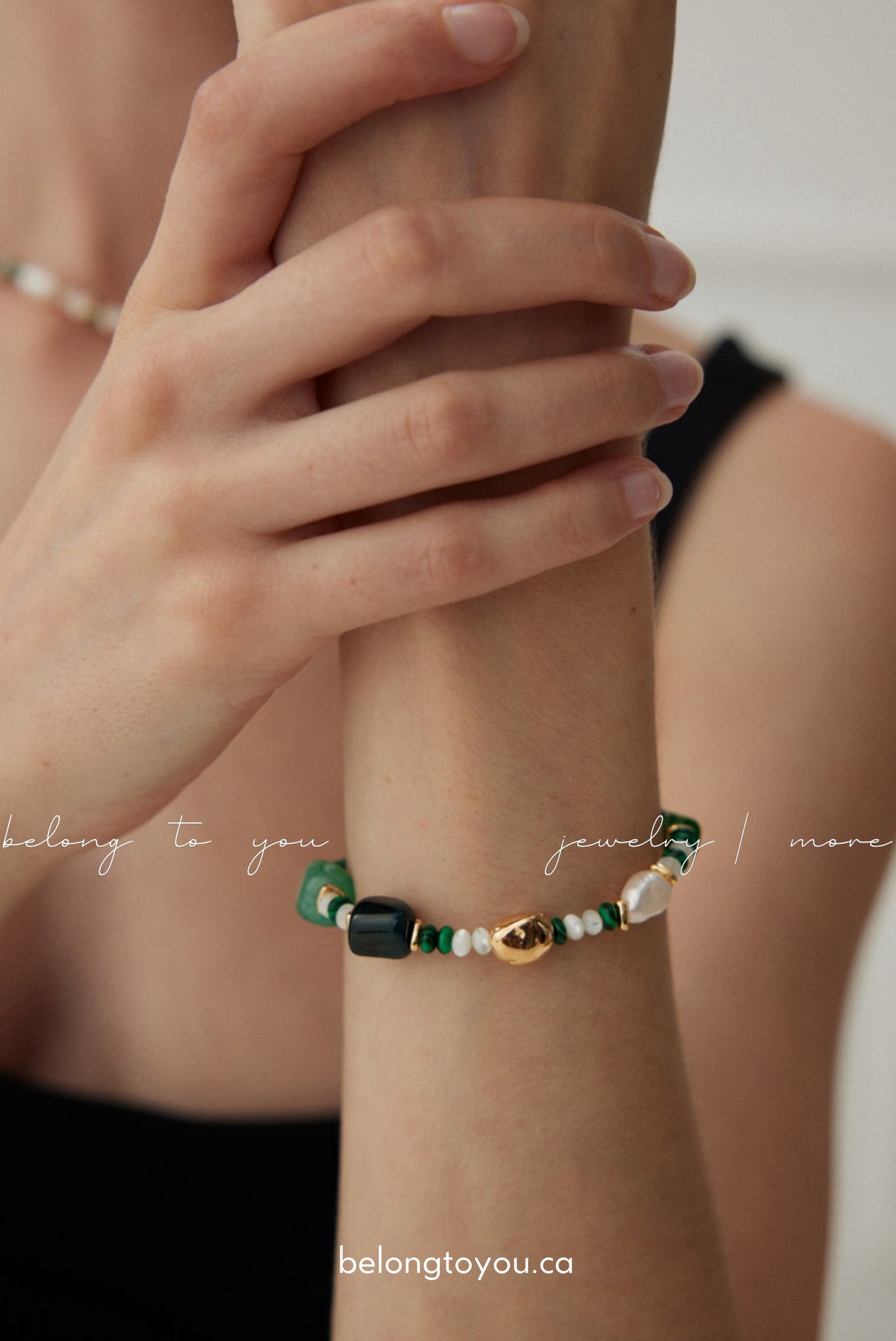 Elegant Malachite Pearl Bracelet