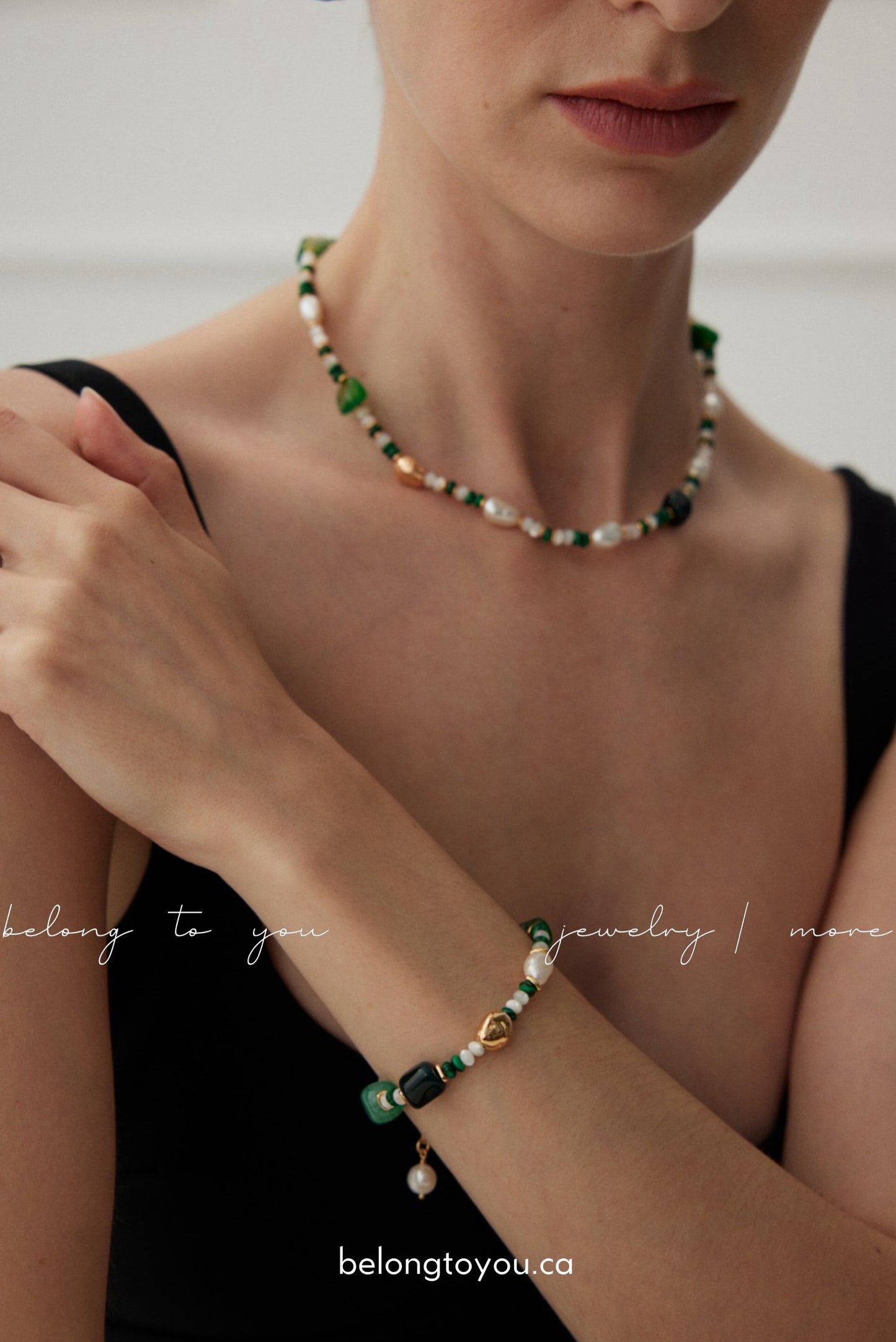 Elegant Malachite Pearl Bracelet