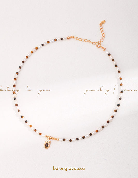 Mélade Tiger Eye Pearl Necklace