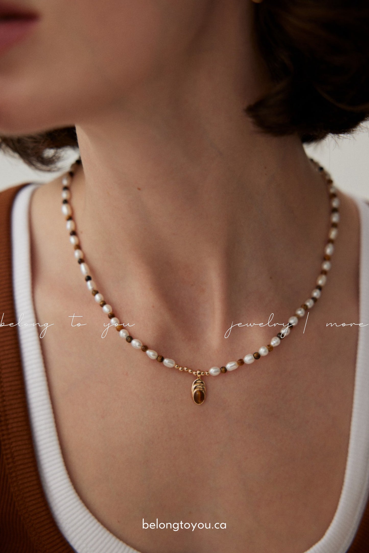 Mélade Tiger Eye Pearl Necklace