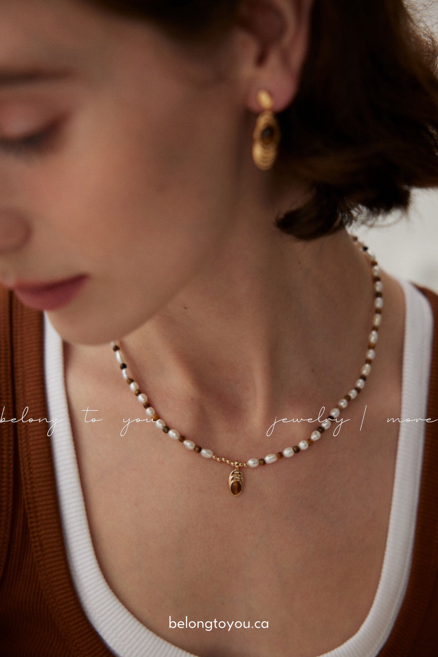 Mélade Tiger Eye Pearl Necklace