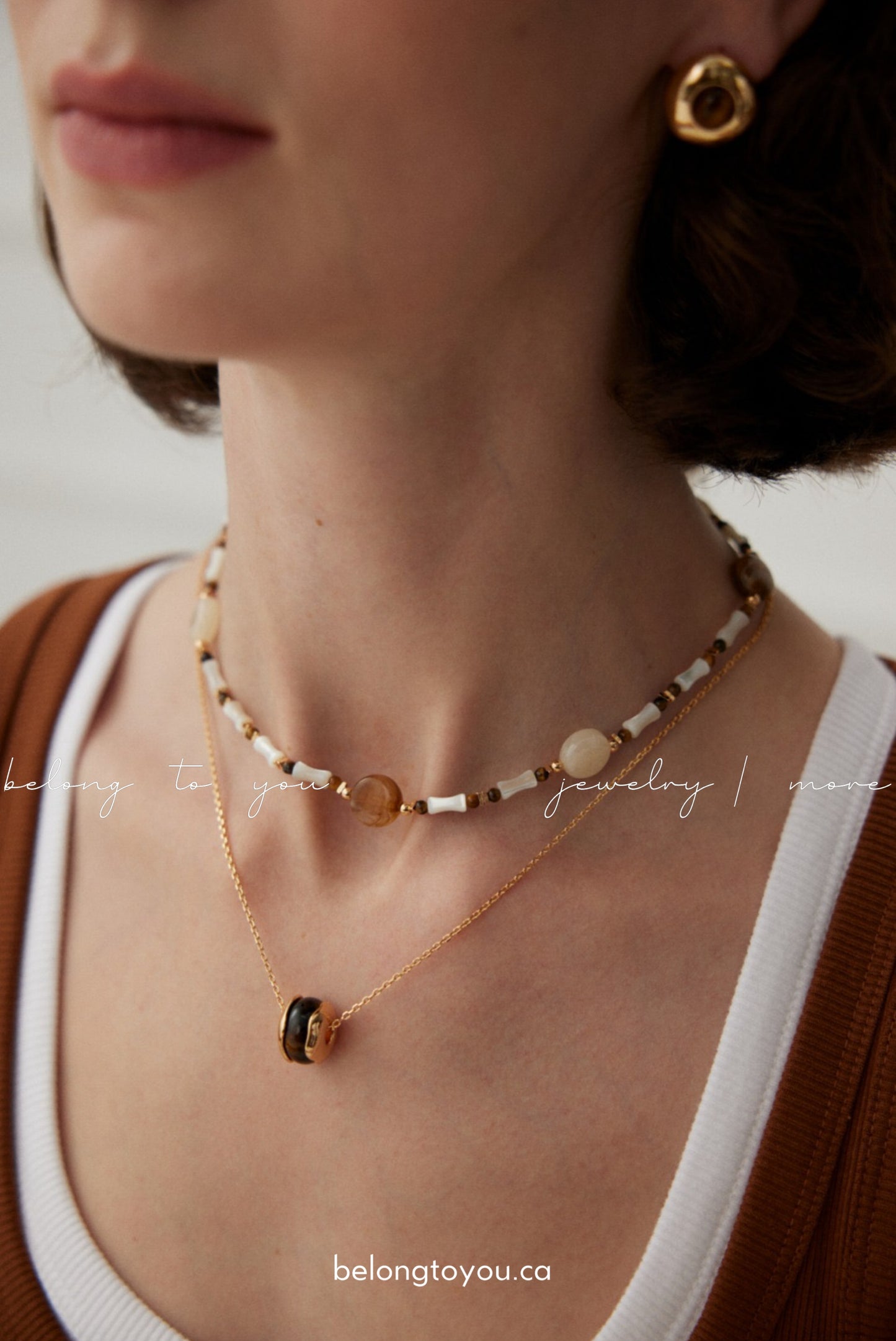 Elegant Tiger's Eye Pearl Necklace